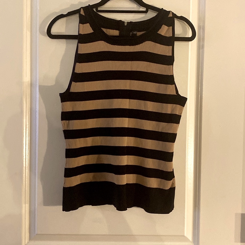 (NWOT) Gabrielle Union Striped Ribbed Top w/ Back Zipper Detail,Size Xtra Large